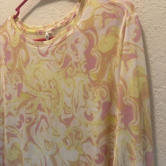 BP Yellow and Pink Patterned Mesh Top - Picture 3 of 6